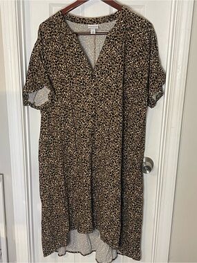 Ava & Viv Brown and Black Leopard Print Midi Dress